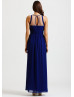 Royal Blue Chiffon V Neckline Long Prom Dress